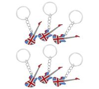 ifundom Lot de 6 Porte-Clés Guitare en Métal Émaillé Drapeau Britannique Union Jack Pendentifs Colorés Rouge et Bleu Accessoires Décoratifs pour Clés Paquet à Main et Voiture Souvenir