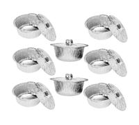 ifundom Lot de 8 Barquettes en Aluminium avec Couvercles, Pot Rond 2000 ML, Cuisson Camping et Barbecue, Jetables Multifonctions pour Four, Air Fryer et Congélation