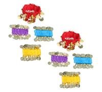ifundom Lot de 8 Bracelets de Danse Orientale avec Pièces Dorées Accessoires de Poignet et Cheville en Tissu Extensible Multicolores pour Spectacles et Entraînements