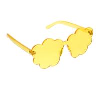 ifundom Lunettes de Soleil sans Monture Jaunes de Nuage, Verres PC à Fleurs, Design Fun pour Femmes, Accessoires Légers pour Fête et Plein Air, Lunettes Soleil Esthétiques et Originales