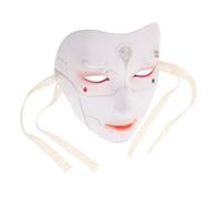 ifundom Masque de Bal Chinois Blanc en Plastique, Style Unique Peint Manuellement, Couverture Intégrale du Visage, Décoration pour Soirées à Thème et Jeux de Rôle
