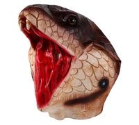 ifundom Masque de Serpent en Latex Rouge Réaliste pour Halloween Masque Facial Effrayant de Cobra Coiffe de Cosplay Animalier pour Fêtes Costumées et Carnaval