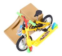 ifundom Mini Ensemble de Jouets à Doigts Sportifs - Vélo à Doigts Jaune, Rampe Pliable et Trottinette Jaune - Jouets Éducatifs Portables pour Motricité Fine, Coordination et Loisirs,