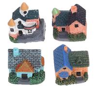 ifundom Mini Maison de Campagne en Résine pour Jardin Miniature Accessoires Miniatures pour Bonsaï Décoration de Maison de Poupée pour Intérieur Kit de 4 Pièces
