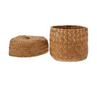 ifundom Mini Panier de Fleurs en Herbe Marine avec Couvercle | Léger et Décoratif, Taille Adaptée, Rangement et Coffret Présent, Usage Maison ou Fête, Jaune