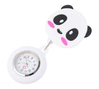 ifundom Montre de Poche à Clip Tête de Panda Boîtier Blanc Extensible pour Infirmières et Médecins, Montre de Poitrine pour Soins Médicaux Usage Quotidien