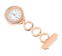 ifundom Montre de Poche Infirmière à Clip Créative et Pratique, Boîtier Rectangulaire Rose Doré Orné de Cristaux, Montre Suspendue pour Femme et Élève, Usage Médical et Scolaire