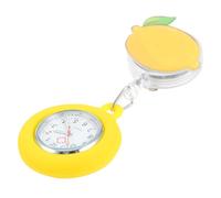 ifundom Montre De Poche Infirmière Lumineuse Citron, Montre De Poitrine Rétractable en Alliage Verre Quartz, Surveillance Médicale pour Infirmières Usage Quotidien, Cadran Clair Jaune Pâle Ø75mm