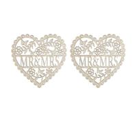 ifundom Ornement Suspendu de Cœur en Bois de Tilleul Beige, Lot de 2 Pièces Mr et Mrs Design Sculpté, Prêt à Peindre pour Décoration Mariage et Plaques