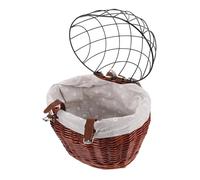 ifundom Panier de Vélo Amovible Osier pour Chiens et Transporteur avec Couverture Treillis Métallique Panier de Rangement Rotin pour Courses et