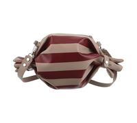 ifundom Paquet à Bandoulière Femme en Simili Cuir Rouge et Beige à Rayures Paquet à Bonbons Rayé Ludique pour Filles pour Festival et Usage Quotidien Pochette Portefeuille Femme Pratique
