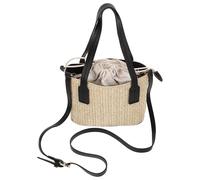 ifundom Paquet à Bandoulière Tissé Petit Format en Paille Naturelle Noire Paquet Seau Léger pour Femme Polyvalent avec Cordon Ajustable Vacances et Sorties Estivales