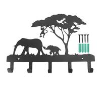ifundom Patères Murales Éléphant Noir en Fer 5 Crochets Robustes pour Organiser Chapeaux et Vêtements, Installation Murale pour Salle de Bain ou Salon