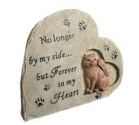 ifundom Pierre Commémorative Chat Résine Forme Cœur avec Ange Statue Décorative pour Jardin Monument Funéraire pour Souvenir Animal de Compagnie