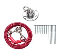 ifundom Piquet D’Attache pour Chien D’extérieur Pivotant 360° en Acier Inoxydable Bille Ronde, Câble de 3 Mètres, Fixateur Robuste pour Harnais et Laisse, Kit Pratique pour Jardin