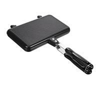 ifundom Plaque de Cuisson pour Sandwichs Maison Antiadhésive Double Face en Aluminium Adaptée pour Poêle à Gaz et Cuisson la Plancha Noir