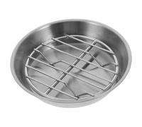 ifundom Plaque de Cuisson Ronde en Acier Inoxydable, Ensemble Plaque de Cuisson et Grille pour Barbecue, Refroidissement des Gâteaux et Usage à la Maison, Argent, 1 Set