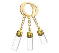 ifundom Porte-clés Distributeur D'huile Essentielle 3 Pièces Bocal en Verre Or, Design Unique et Élégant Pendentif de Paquet à Dos pour ou Présents