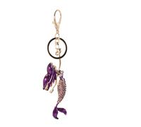 ifundom Porte-Clés Sirène Violet en Métal, Pendentif pour Paquet à Dos et Clé, Décoration Suspendue Thème Marin, Accessoire Miniature Océan, Présent Utilitaire