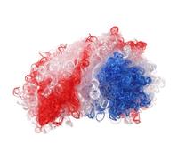 ifundom Postiche Afro Duveteuse aux Couleurs du Drapeau Américain Rouge Blanche et Bleue Taille Unique Accessoire de Supporter pour Football Cosplay et Fête Sportive