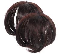 ifundom Postiche Lisse Supérieure 15 Cm pour Femmes, Lot de 2 Pièces, Postiche Dessus Tête en Fibres Synthétiques, Couleur Brun Foncé, Extension de Cheveux à Clip, Couvre Cheveux