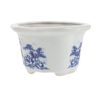 ifundom Pot de Fleurs en Porcelaine Émaillée Chinoise Bleue et Blanche 11,8 Cm Drainage Jardinière Décorative pour Plantes Succulentes Pot de Fleur Intérieur pour Bureau et Maison Vintage