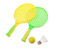 ifundom Raquette de Tennis pour Garçon et Filles 2 Pièces Vert Clair avec Volant et Balle PU, Ensemble de Badminton en Plastique Léger pour Jardin et Activités Sportives Parent-garçon