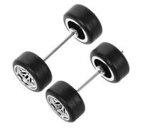 ifundom Rc Car Wheels and Axles Set Rubber Toy Tires for Model Vehicles Easy to Install Plated Racing Car Replacement Parts
