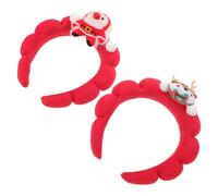 ifundom Serrage-Tête Père Noël et Renne en Mousse Douce Lot de 2 Pièces Rouge Accessoire de Coiffure Festif pour Fêtes de Noël Bandeaux Filles Décoration Cheveux de Fête