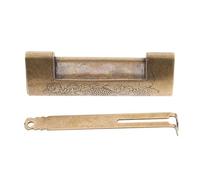 ifundom Serrure Chinoise Ancienne Gravée en Métal Résistant, Cadenas Horizontal Vintage pour Boîtes de Rangement en Bois et Coffres Décoratifs