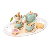 ifundom Service à Thé en Bois pour Tout-Petits, Ensemble 15 Pièces Miniature pour Jeu de Rôle, Accessoire la Cuisine Éducatif pour Éveil Social et Cognitif, Jeu de Simulation Tea Party