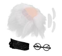 ifundom Set Costume Chercheur Homme Avec Perruque Blanche Synthétique Lunettes Moustache Et Sourcils Pour Cosplay Halloween Accessoires Respirants Et Réalistes
