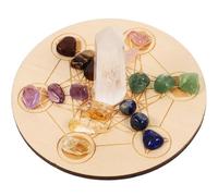 ifundom Set de Cristaux Naturels Améthyste Assiette en Bois pour Divination, Décoration Solide et Ambiance Mystérieuse Lors des Fêtes ou Cafés