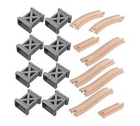 ifundom Set de Rails Bois pour Train avec Pont et Supports Courbes Accessoires Compatibles pour Circuit Garçon Fille Simulation Réaliste et Jeu Créatif Famille