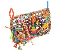 ifundom Suspendu pour Perroquet Herbe Tressée Accessoire Durable avec Crochets pour Cage à Oiseaux Mat Suspendu pour Jeu et Activité Physique des Petits Perroquets