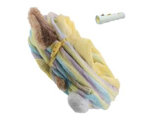 ifundom Tunnel Pliable pour Chats D’intérieur à 2 Trous avec Papier Froissé Interactif et Balle en Peluche - Tunnel Droit pour Chatons, Grotte Refuge Ludique et Stimulant pour Animaux