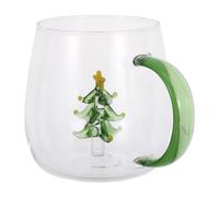 ifundom Verre D'arbre de Noël avec Anse, Motif Étoile, Verre | Réutilisable et Facile à Nettoyer, Style Mignon Transparent, pour Table de Fête et Bureau