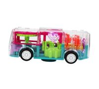 ifundom Voiture Électrique Bus Lumineux Sons et Rouages, Modèle Réduit Transparent en Plastique, Éducatif pour Tout-Petits Garçons et Filles, Bus Miniature Musical pour Garçon et Filles