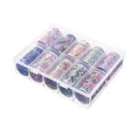 iFutniew 1 Boîte/10 Rouleaux D'Autocollants Imprimés de Fleurs Colorées pour Ongles, Feuilles Étoilées, Décalcomanies de Transfert, Décorations pour Nail Art