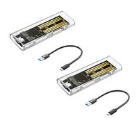 iFutniew 2 Pièces M2 SSD Boîtier M.2 NVME SSD Boîtier Portable USB3.1 Type-C SSD Transparent Boîtier de Disque Dur 5 Gbit/S pour PC