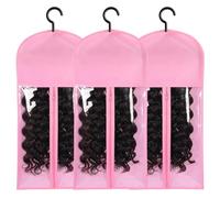 iFutniew 3 Pièces Support D'Extension de Cheveux Stockage de Perruque pour Plusieurs de Perruque de Support de Perruques avec Cintre Stockage D'Extension de Cheveux Rose