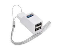 iFutniew Adaptateur USB 3.0 Hub Extender Mini Splitter Box 3 ports pour PC, ordinateur portable, téléphone portable, lecteur de disque U haute vitesse, blanc