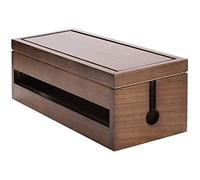 iFutniew Boîte de rangement de câbles en bois pour rallonge, bande d'alimentation et protection contre les surtensions (couleur café)