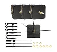 iFutniew Lot de 3 mouvements d'horloge murale à monter soi-même, mécanisme à piles, pièces et pointeurs assortis, longueur de la tige 22 mm, plastique noir + métal