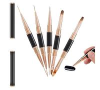 iFutniew Lot de 5 pinceaux d'extension à double tête en gel UV pour nail art - Outils de peinture à rayures françaises - Stylo de manucure
