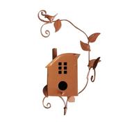 iFutniew Maison à Oiseaux en Métal avec Mangeoire à Oiseaux sur Poteau, Support de Maison à Oiseaux sur Poteau pour L'Extérieur, Les Cours et Les Parcs