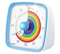 iFutniew Minuteur visuel de 60 minutes avec veilleuse, compte à rebours, minuterie Pomodoro avec motif arc-en-ciel pour enfants et adultes, facile à installer, bleu