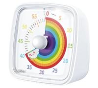 iFutniew Minuteur visuel de 60 minutes avec veilleuse, compte à rebours, minuteur Pomodoro avec motif arc-en-ciel pour enfants et adultes, facile à utiliser, blanc