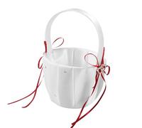 iFutniew Panier de mariage double cœur blanc satiné strass décor rouge cérémonie de mariage fête