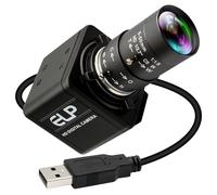 IFWATER Caméra USB 16 mégapixels haute résolution 5K USB Webcam avec monture CS Objectif Varifocus manuel 5-50 mm Gros plan OpenCV Caméra pilote gratuit Plug and Play pour ordinateur portable Windows